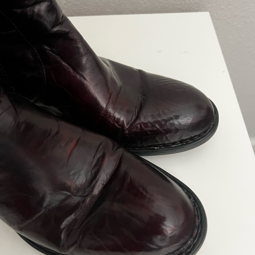 New Born Women's Mahogany Brown Leather Knee-High Boots - Picture 3 of 6